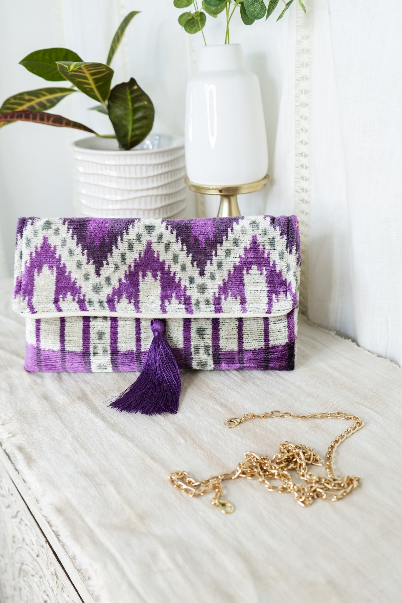 Velvet Clutch - Purple Aztec PrintJayshree DalalPurse