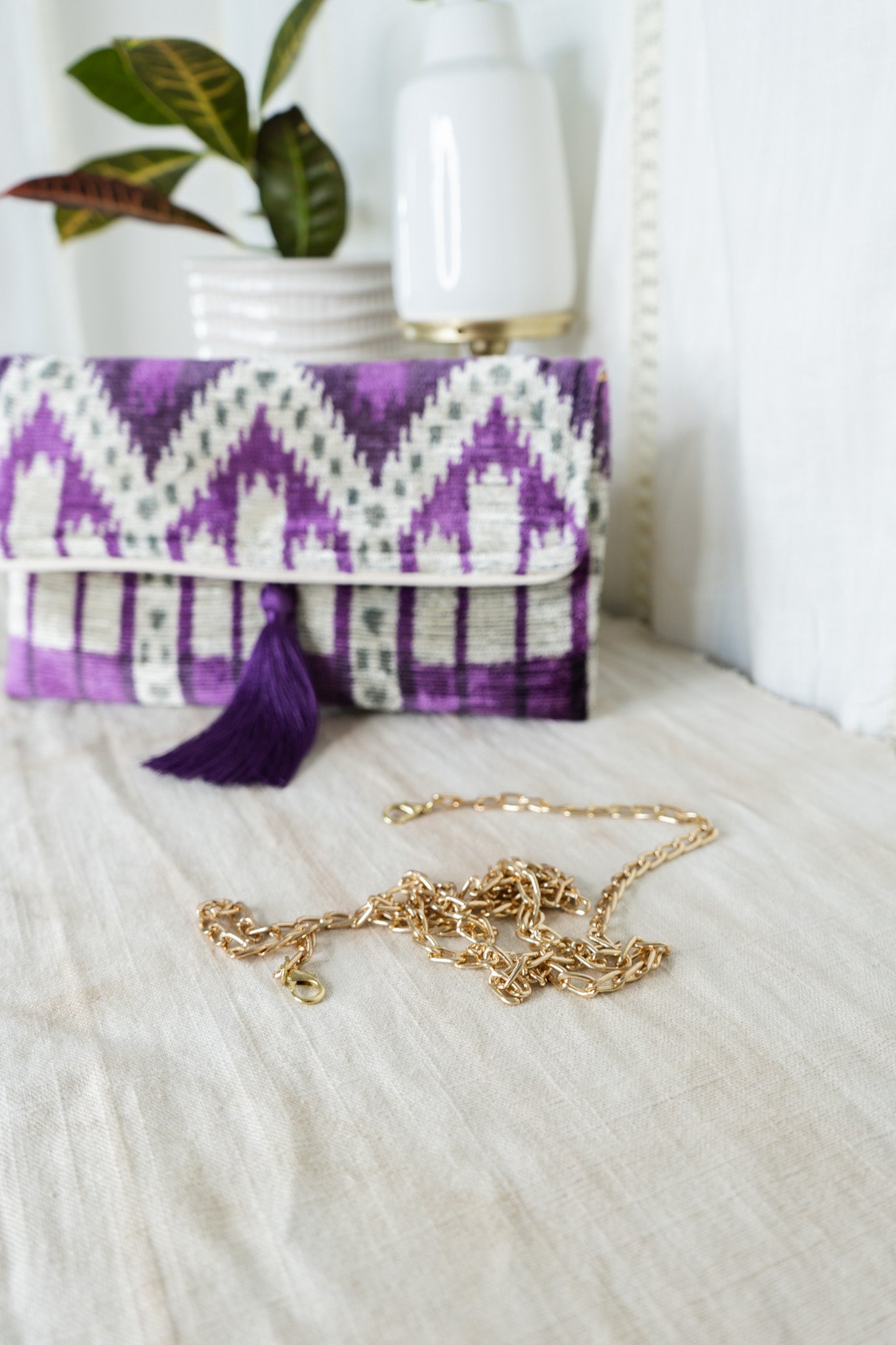 Velvet Clutch - Purple Aztec PrintJayshree DalalPurse