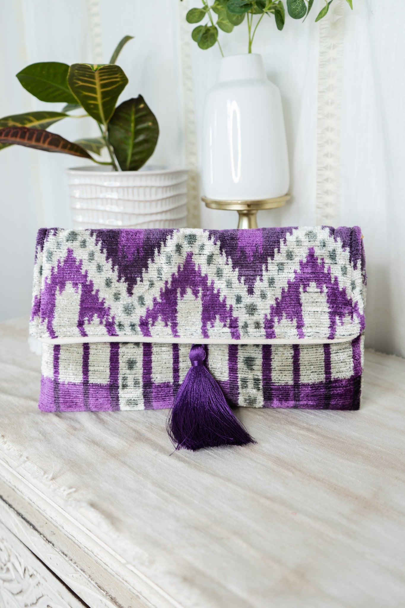 Velvet Clutch - Purple Aztec PrintJayshree DalalPurse