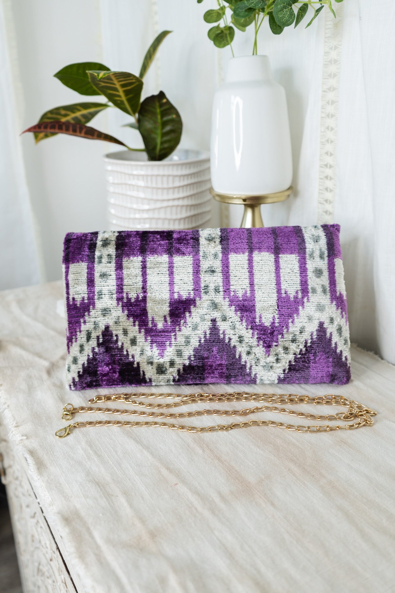 Velvet Clutch - Purple Aztec PrintJayshree DalalPurse