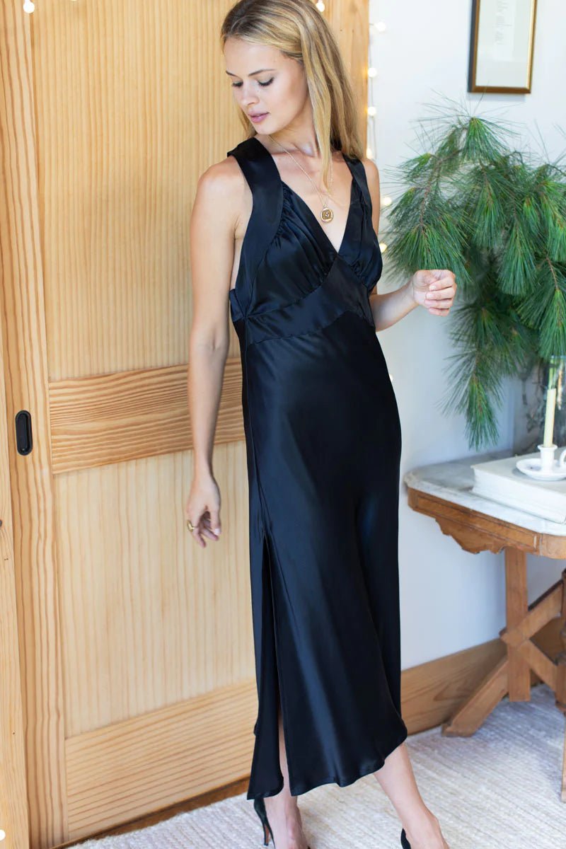 Violetta Sleeveless Midi Dress - Black SilkEmerson Frydress