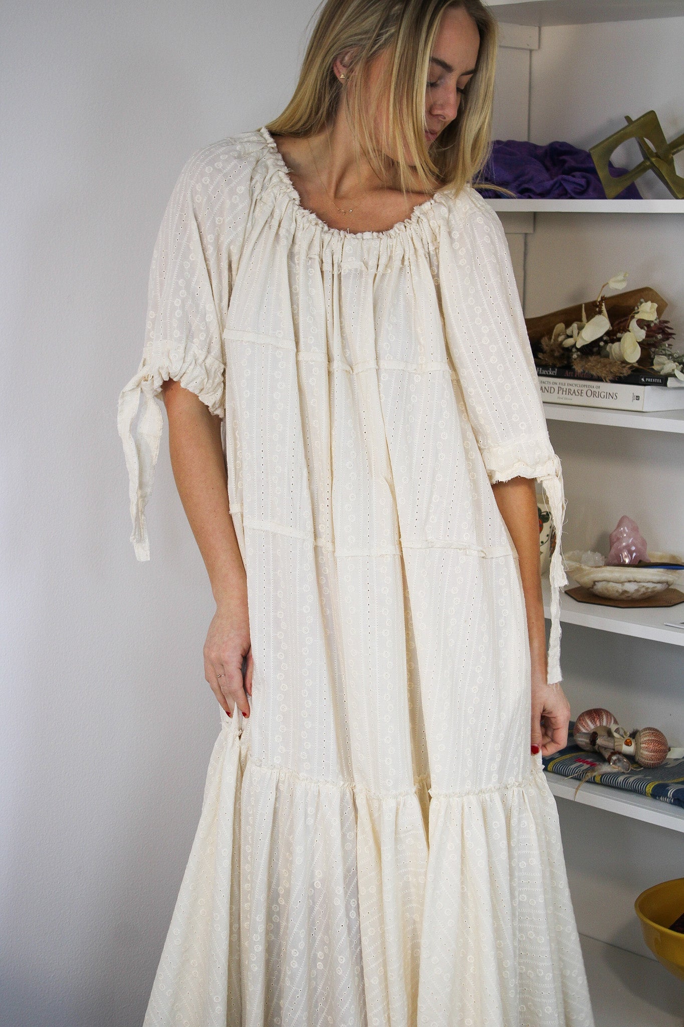 Volant Dress- Broderie Anglais EcruAmano by Lorena Laingdress