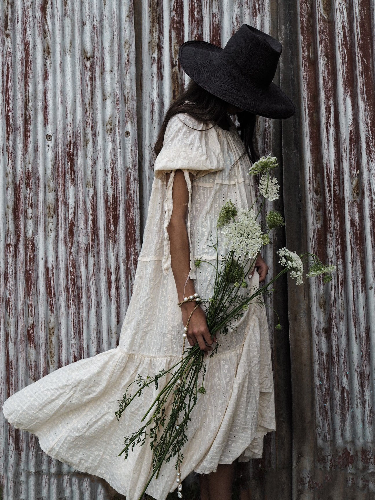 Volant Dress- Broderie Anglais EcruAmano by Lorena Laingdress