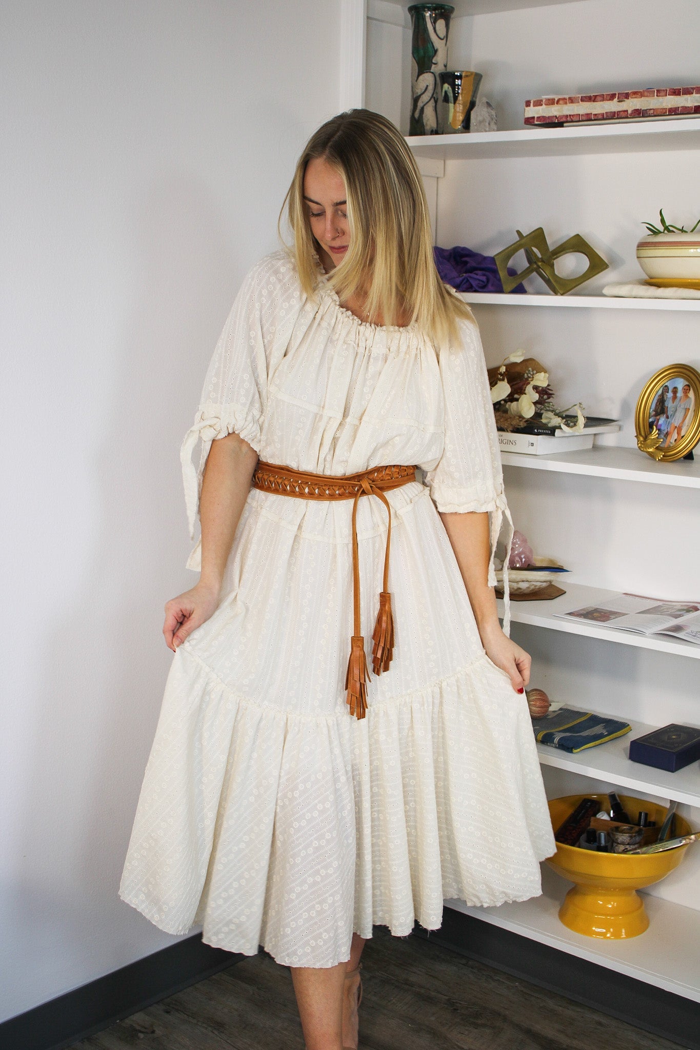 Volant Dress- Broderie Anglais EcruAmano by Lorena Laingdress