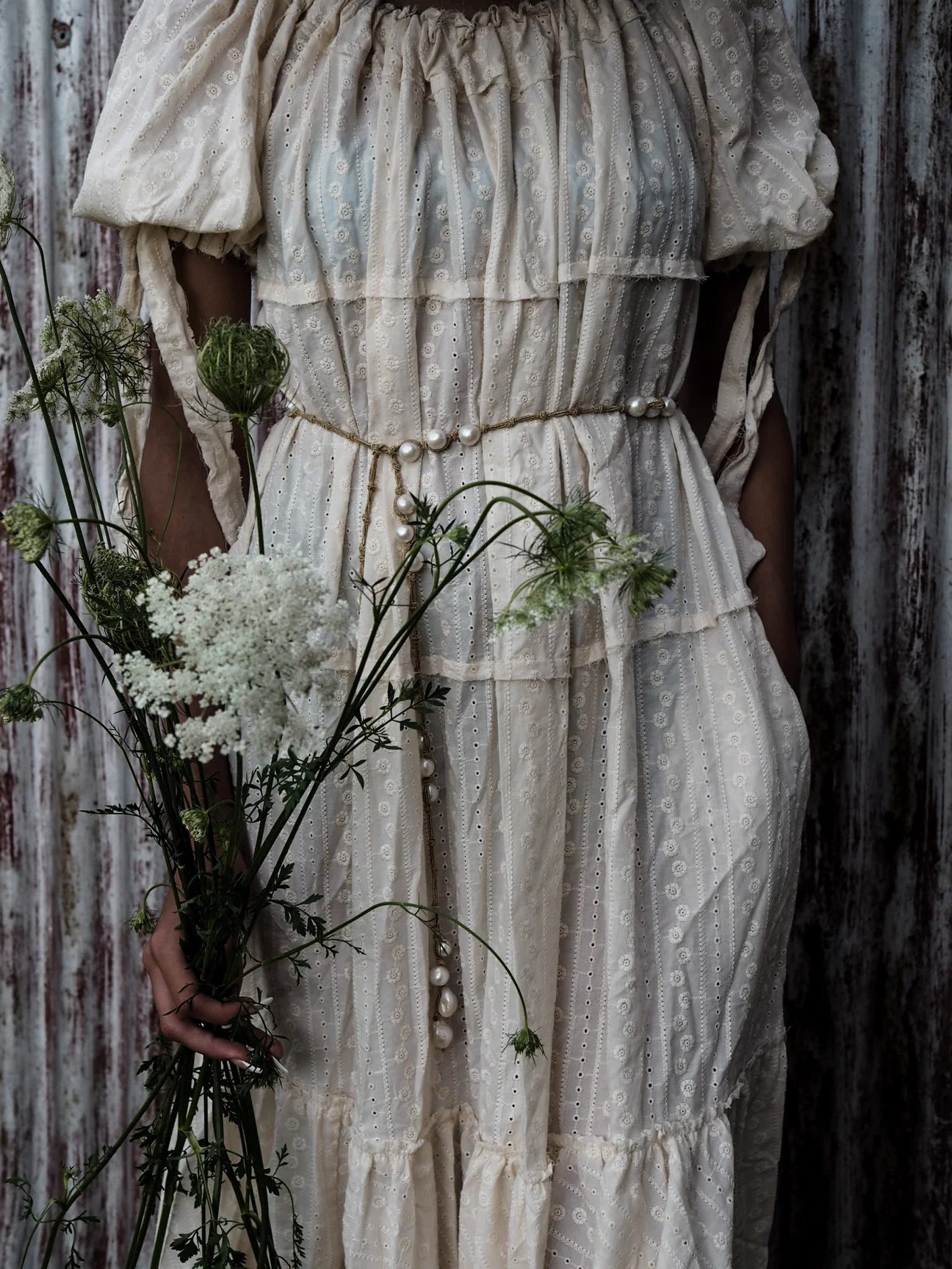 Volant Dress- Broderie Anglais EcruAmano by Lorena Laingdress