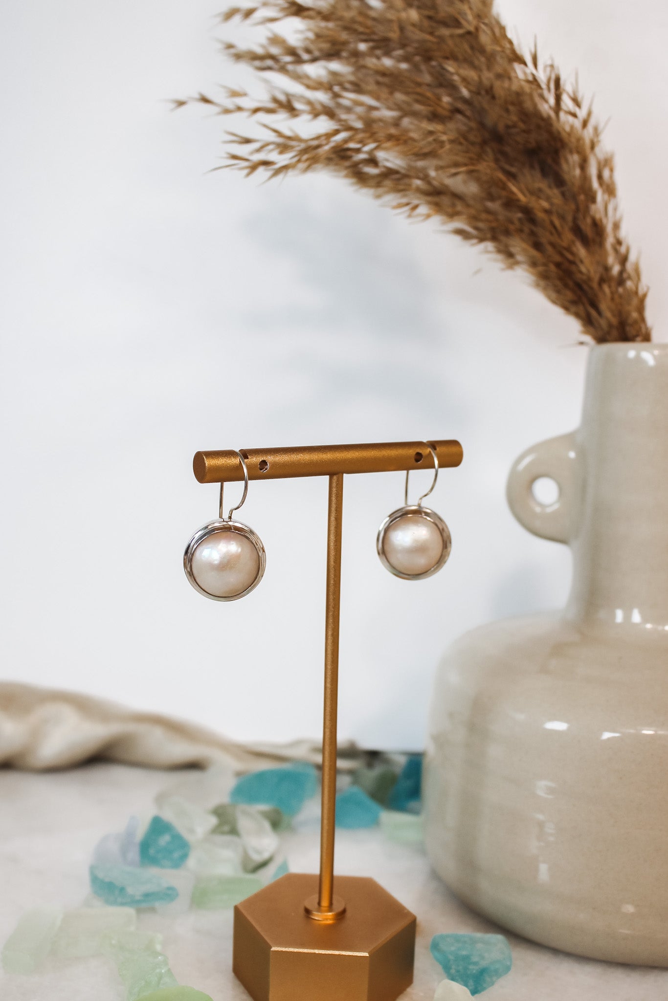White Mabe Pearl EarringsJinjaEarrings