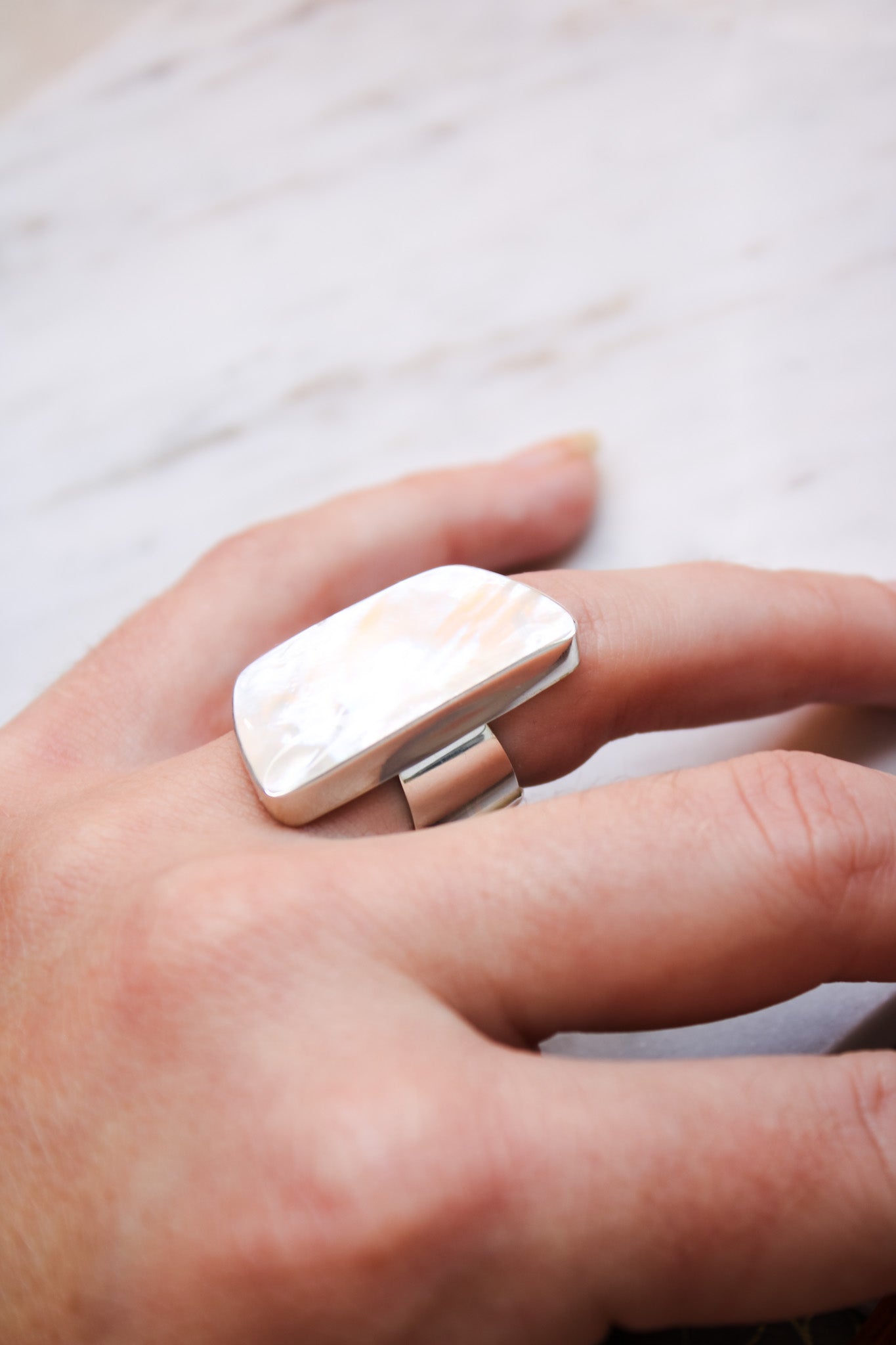 White Mother of Pearl RingJinjaRing