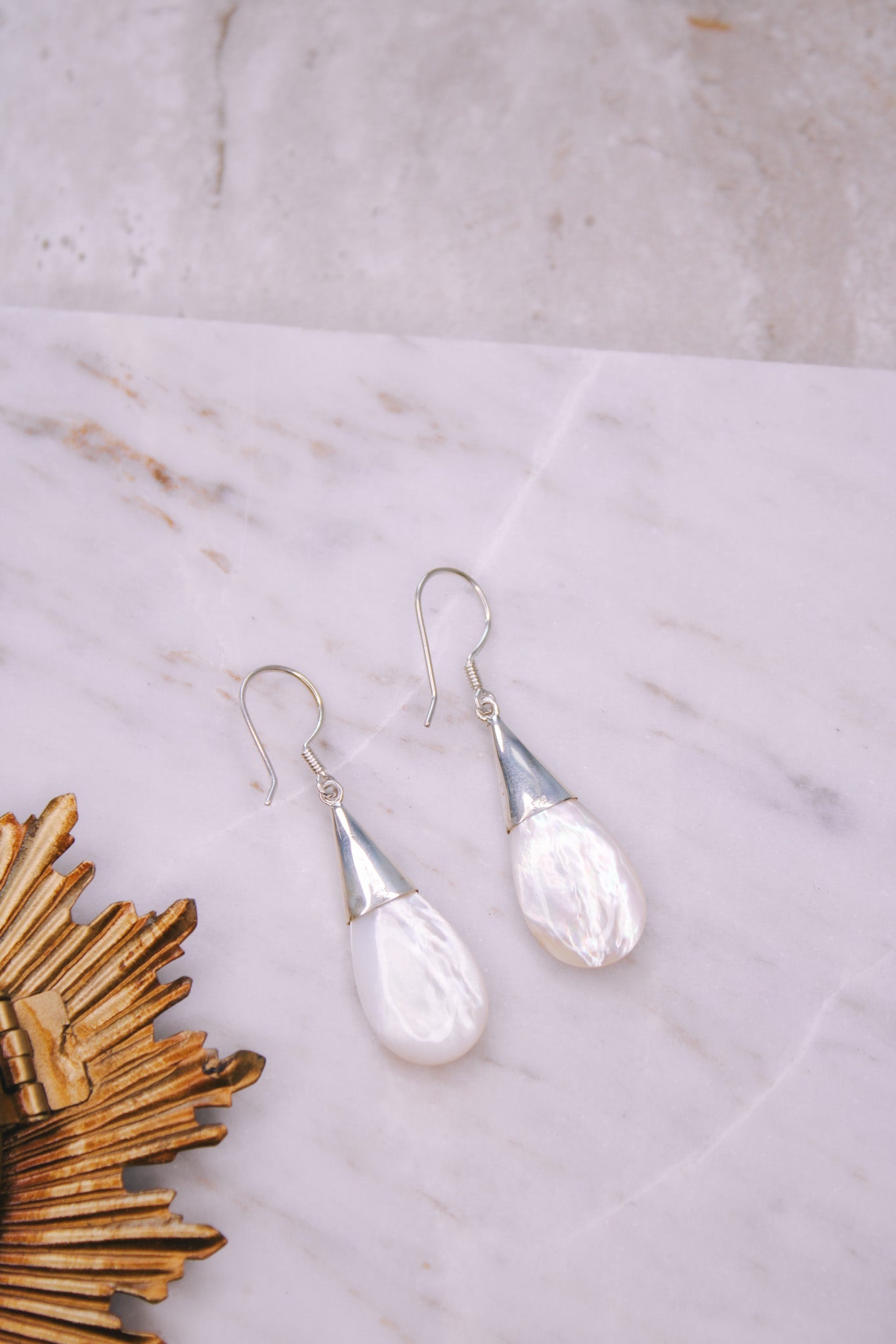 White Mother of Pearl Short Drop EarringsJinjaEarrings