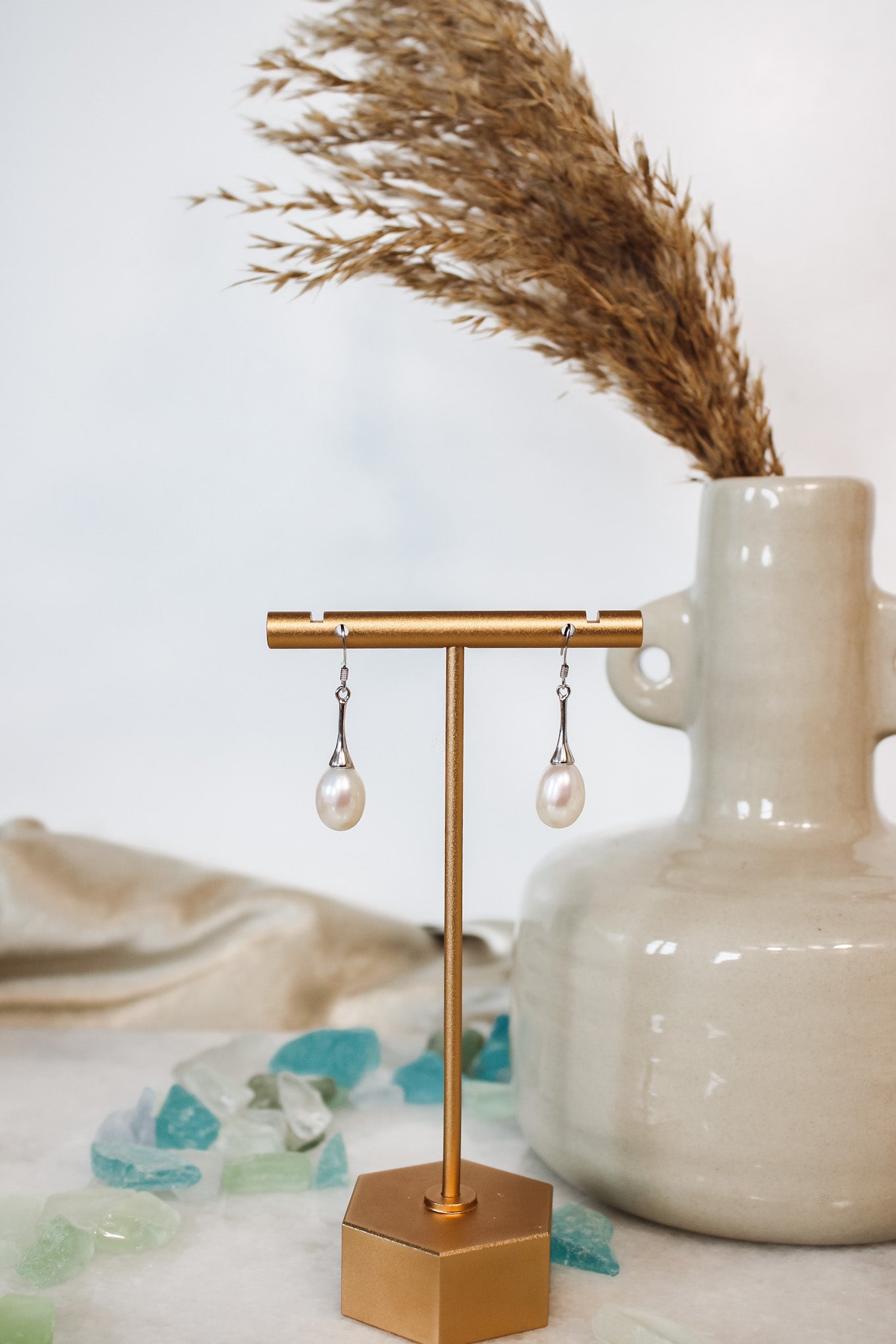 White Pearl Drop EarringsJinjaEarrings