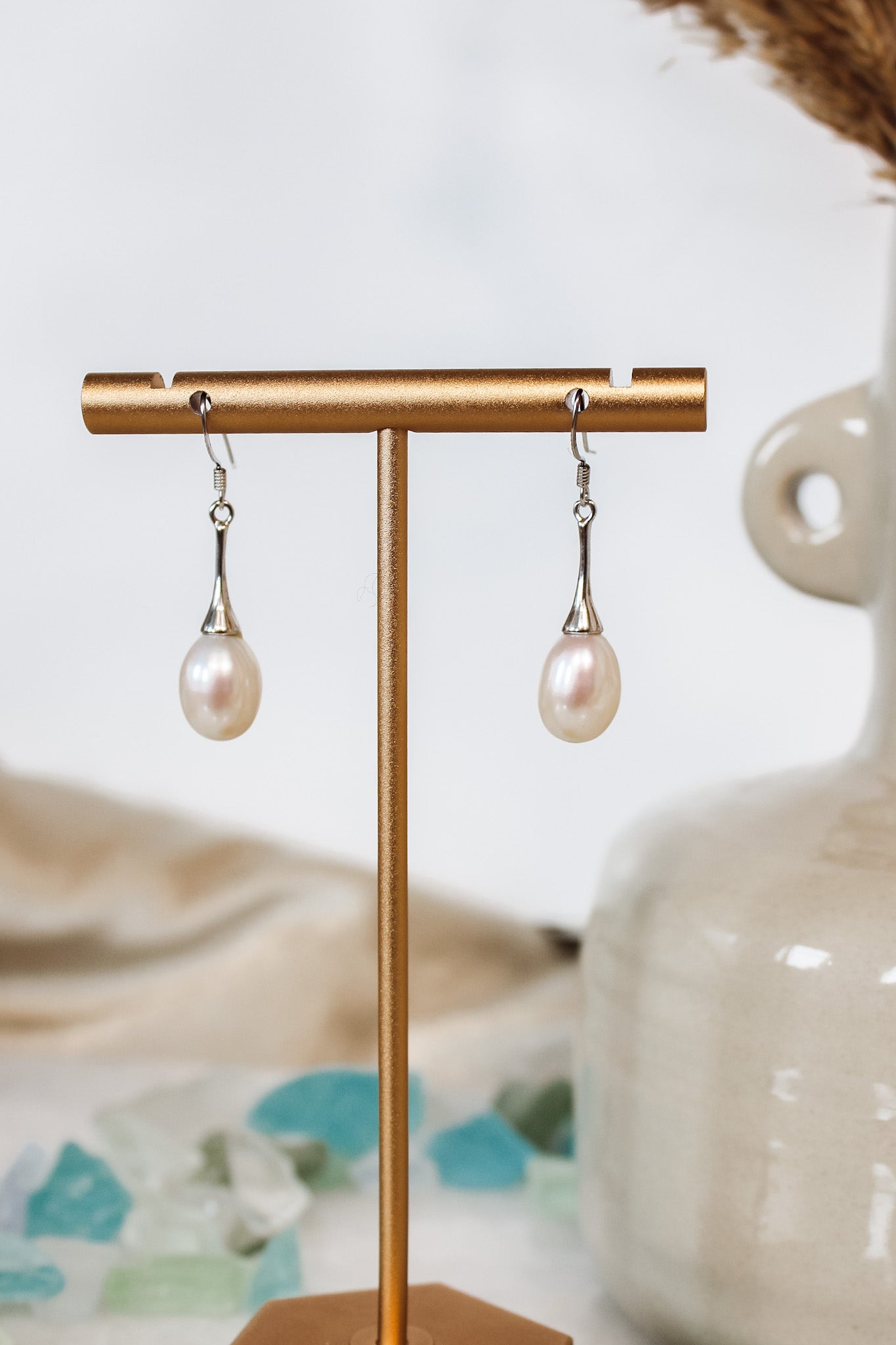 White Pearl Drop EarringsJinjaEarrings