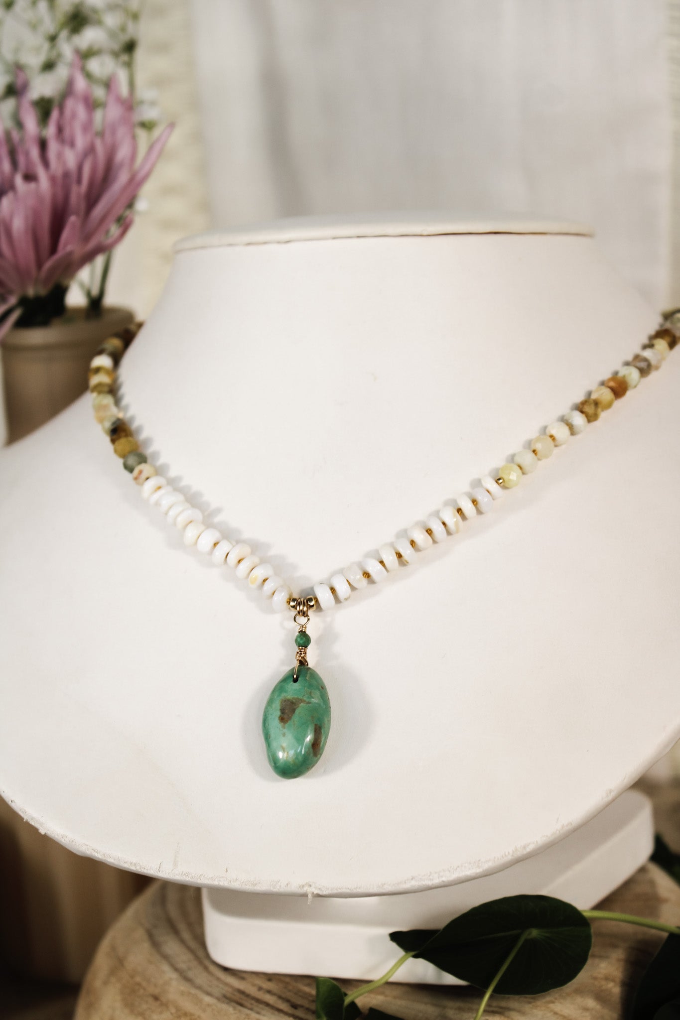 Yellow Opal and Shell Necklace #5041James & JezebelleNecklace
