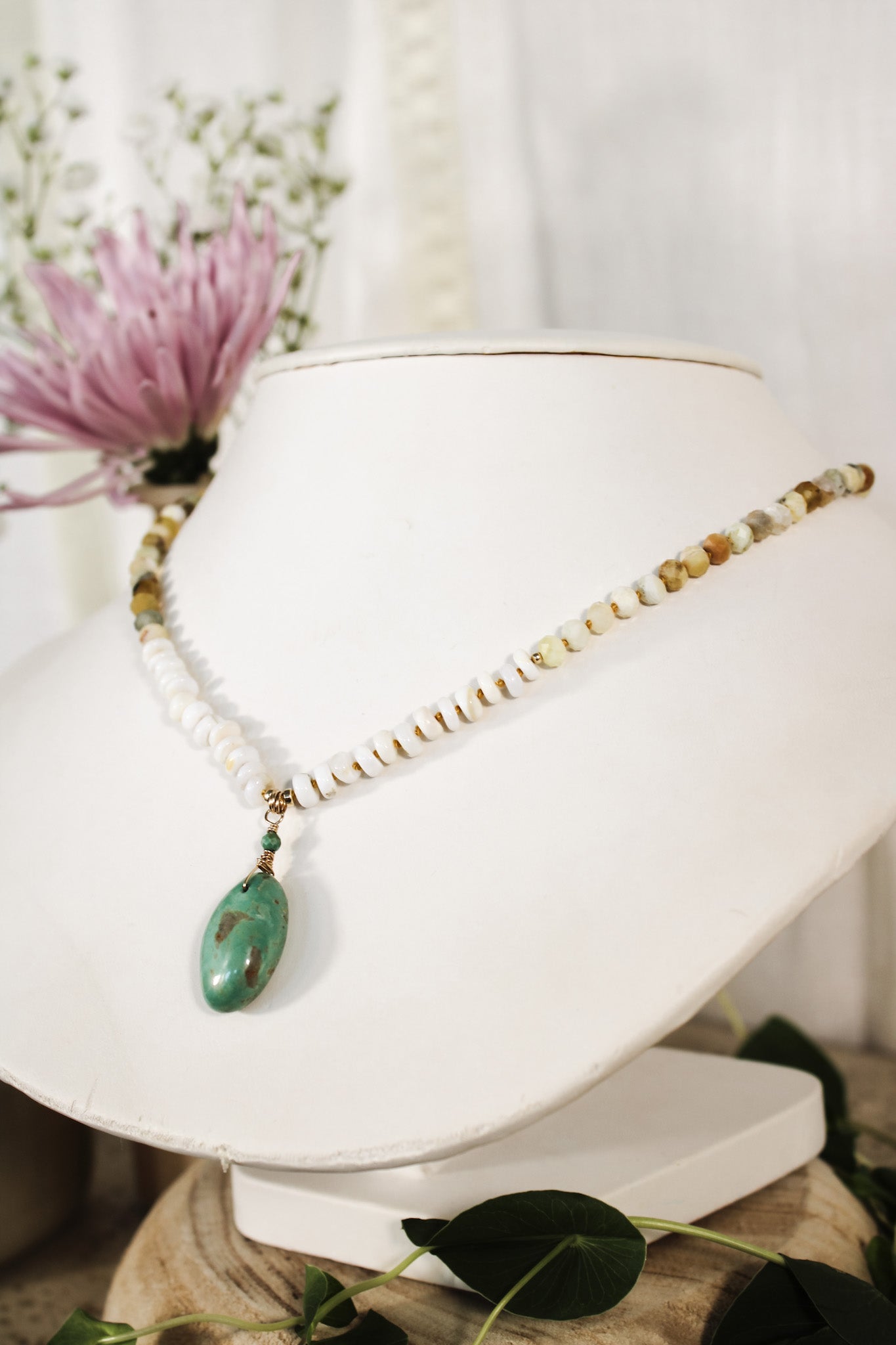 Yellow Opal and Shell Necklace #5041James & JezebelleNecklace