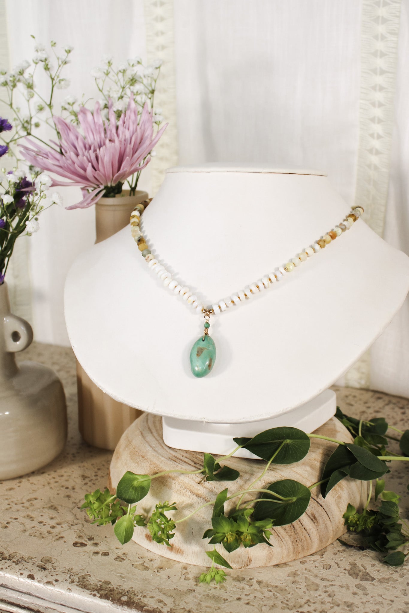 Yellow Opal and Shell Necklace #5041James & JezebelleNecklace