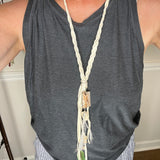 OOAK cream suede and charm necklace
