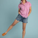 Good Boyfriend Short Sleeve Shirt Gingham Picnic - Dahlia