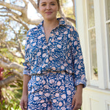Good Boyfriend Shirt - Floral Escape True Navy & Neon Peach