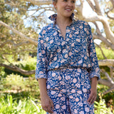 Good Boyfriend Shirt - Floral Escape True Navy & Neon Peach