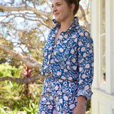 Good Boyfriend Shirt - Floral Escape True Navy & Neon Peach