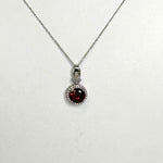 10K White Gold Round Garnet NecklaceZPL - Fine LineNECKLACES