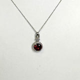 10K White Gold Round Garnet NecklaceZPL - Fine LineNECKLACES