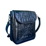 The Kimberly| Hand-Tooled Leather Messenger Bag