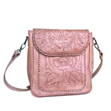 The Kimberly| Hand-Tooled Leather Messenger Bag