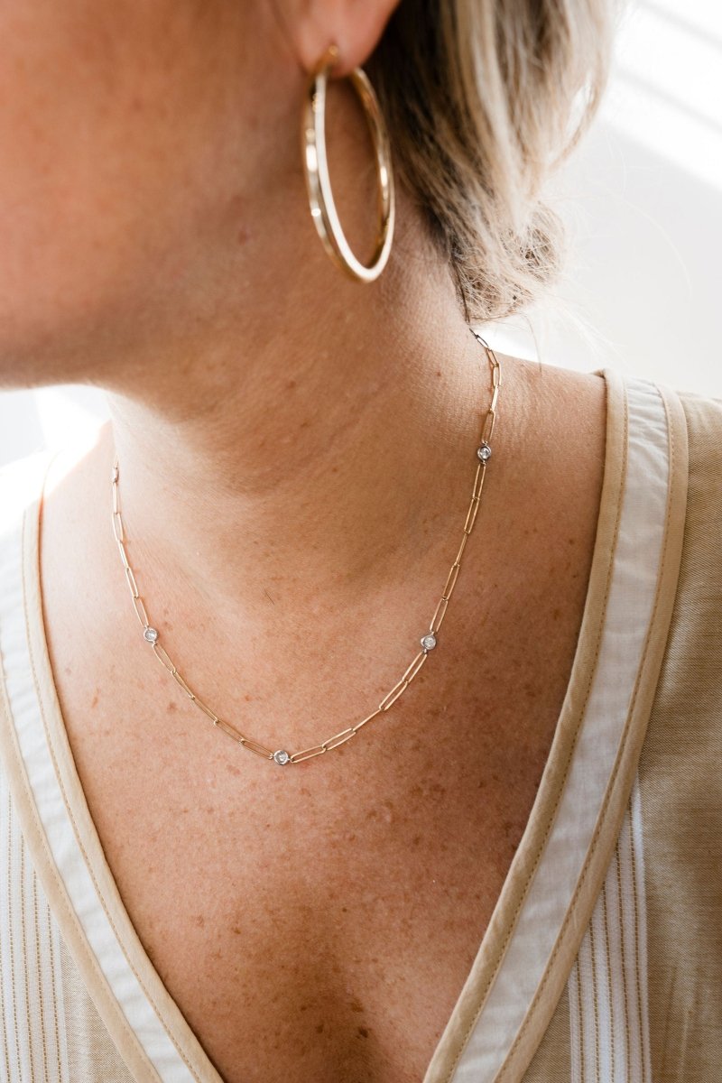 14K Gold Diamond Spacer NecklaceZPL - Fine LineNECKLACES