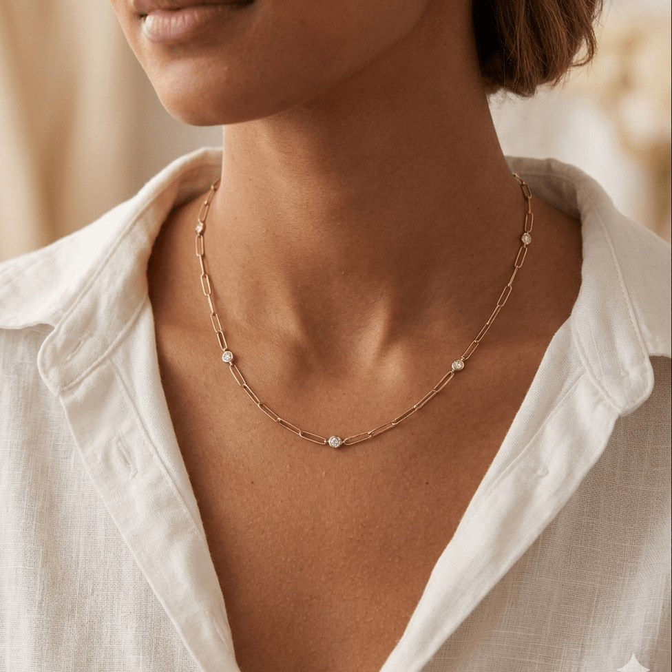 14k Gold Diamond Station NecklaceSouthern Jewelry AssociatesNECKLACES