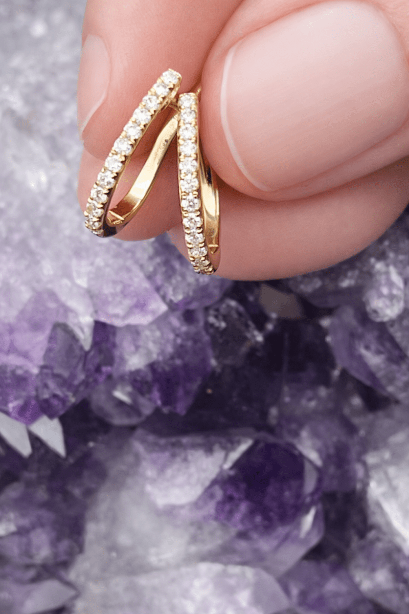 14K Gold Elongated Diamond Huggie HoopsSouthern Jewelry AssociatesEARRINGS