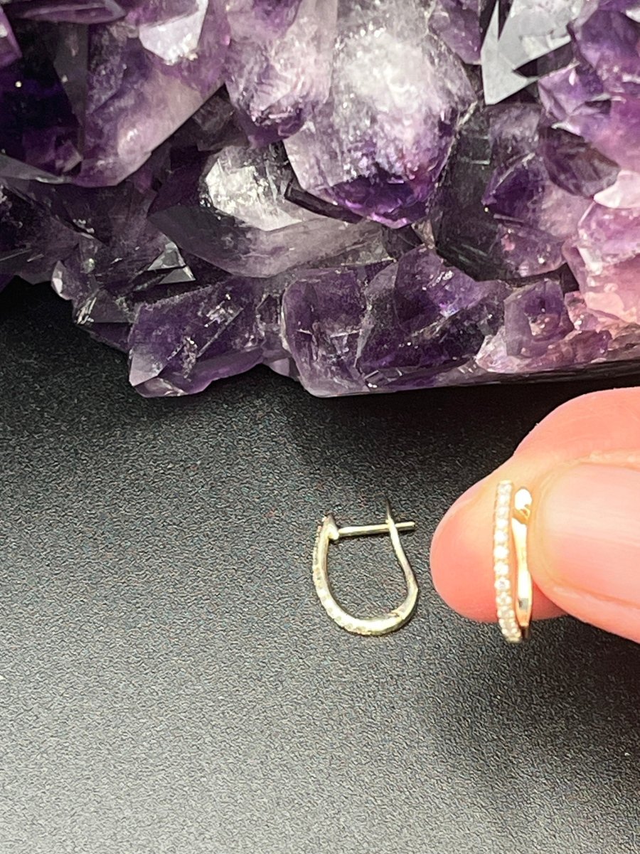 14K Gold Elongated Diamond Huggie HoopsSouthern Jewelry AssociatesEARRINGS