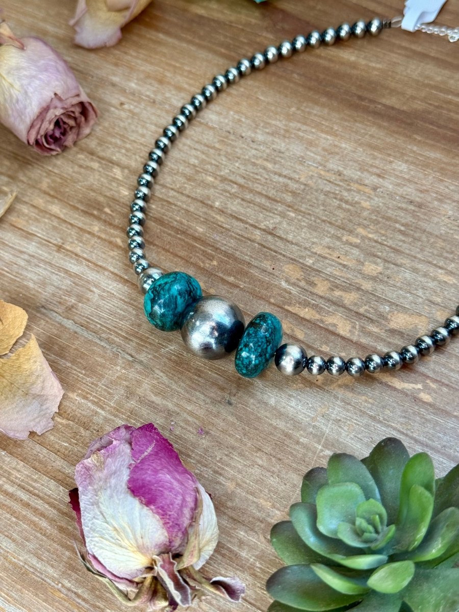 16.5” Turquoise Necklace – Sterling Silver PearlsThe Bijoux FAB JewelryNecklaces