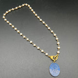 Two tone Blue Sapphire Pendant with Diamond Clasp