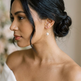 White Coin Pearl & White Topaz Leverback Earrings