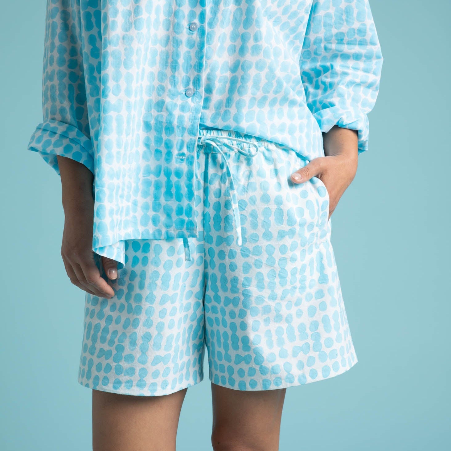 Shore Shorts - Messy Dots - Cerulean