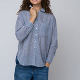 Good Boyfriend Shirt - Menswear Stripe True Navy