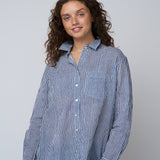 Good Boyfriend Shirt - Menswear Stripe True Navy