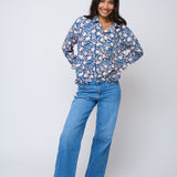 Good Boyfriend Shirt - Floral Escape True Navy & Neon Peach