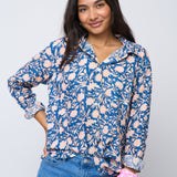 Good Boyfriend Shirt - Floral Escape True Navy & Neon Peach