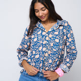 Good Boyfriend Shirt - Floral Escape True Navy & Neon Peach