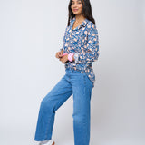 Good Boyfriend Shirt - Floral Escape True Navy & Neon Peach
