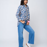Good Boyfriend Shirt - Floral Escape True Navy & Neon Peach