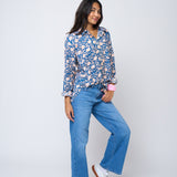 Good Boyfriend Shirt - Floral Escape True Navy & Neon Peach