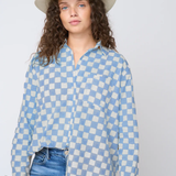 Good Boyfriend Shirt - Checkerboard Bluebird