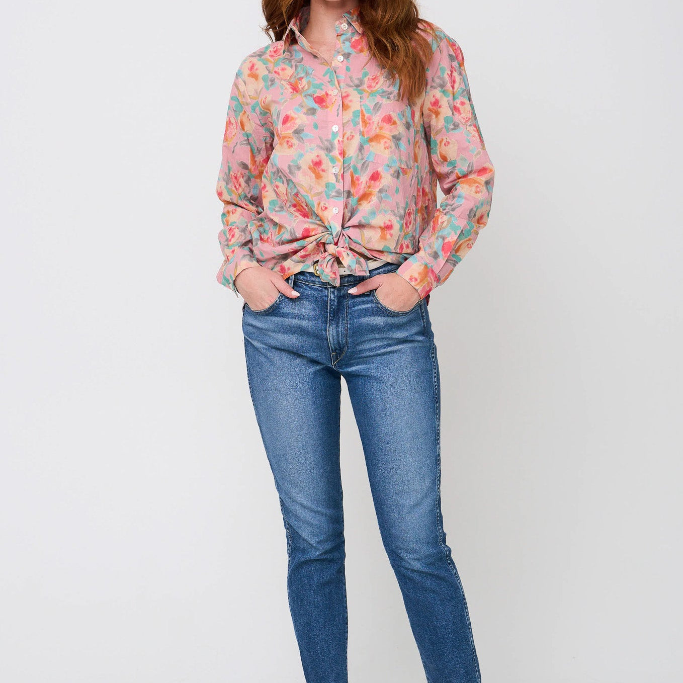Good Boyfriend Shirt - Watercolor Floral Tickled Pink