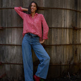 Good Boyfriend Shirt - Tuscan Stripe Cherry Red