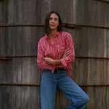 Good Boyfriend Shirt - Tuscan Stripe Cherry Red