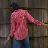 Good Boyfriend Shirt - Tuscan Stripe Cherry Red