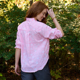 Good Girlfriend Shirt Short Sleeve with Ruffle Trim Floral Escape Tickled Pink/Rose