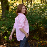 Good Girlfriend Shirt Short Sleeve with Ruffle Trim Floral Escape Tickled Pink/Rose