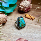 Trapezoid Blue Turquoise Sterling Silver Ring – Size 7